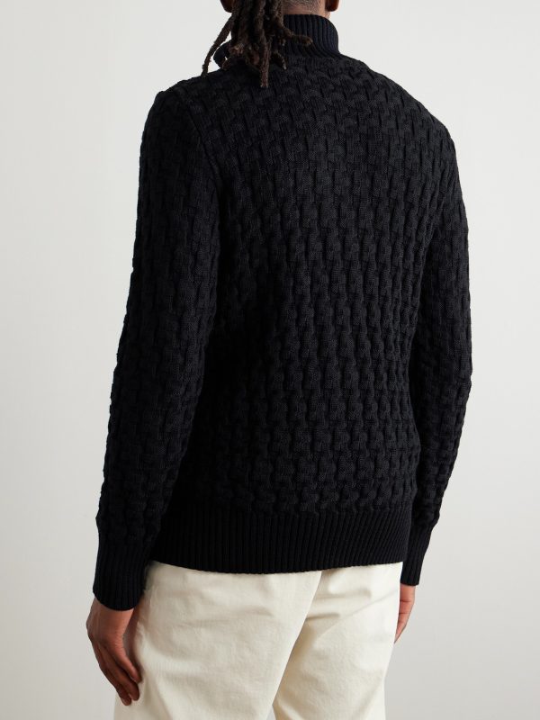 Stark Textured Virgin Wool Cardigan - BK Stark Textured Virgin Wool Cardigan - BK