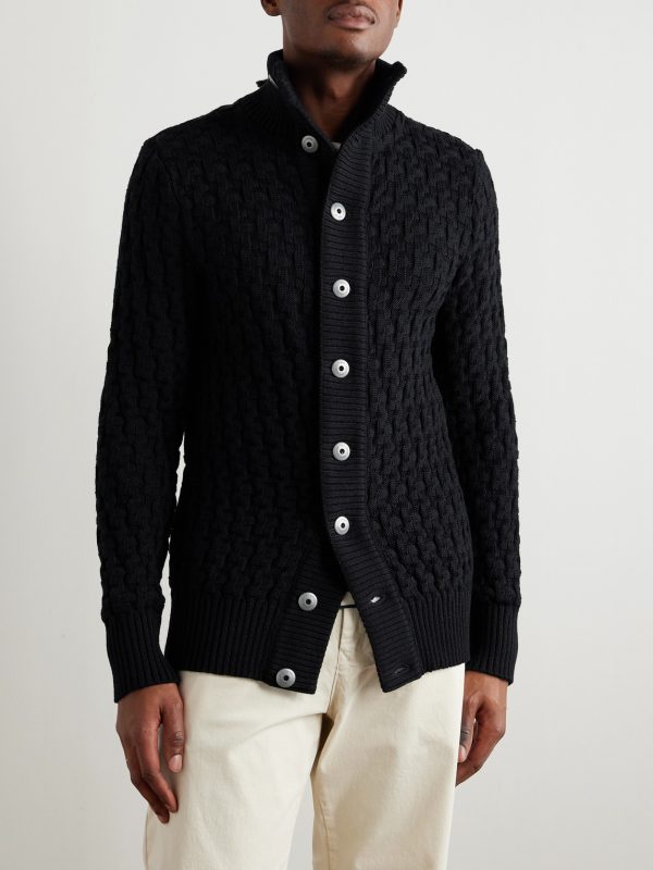 Stark Textured Virgin Wool Cardigan - FR Stark Textured Virgin Wool Cardigan - FR
