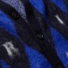 Argyle Brushed Jacquard-Knit Cardigan - E1 Argyle Brushed Jacquard-Knit Cardigan - E1