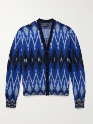 Argyle Brushed Jacquard-Knit Cardigan Argyle Brushed Jacquard-Knit Cardigan