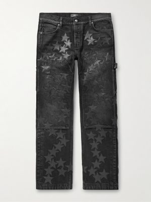 + Chemist Carpenter Straight-Leg Leather-Appliquéd Jeans + Chemist Carpenter Straight-Leg Leather-Appliquéd Jeans