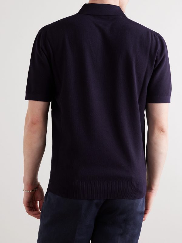 Cotton and Silk-Blend Piqué Polo Shirt - BK