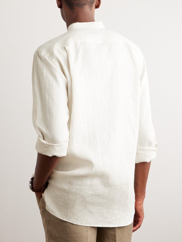 Arizona Grandad-Collar Linen Shirt - BK Arizona Grandad-Collar Linen Shirt - BK