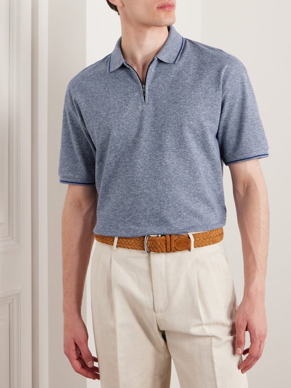 Cotton and Linen-Blend Polo Shirt - FR Cotton and Linen-Blend Polo Shirt - FR