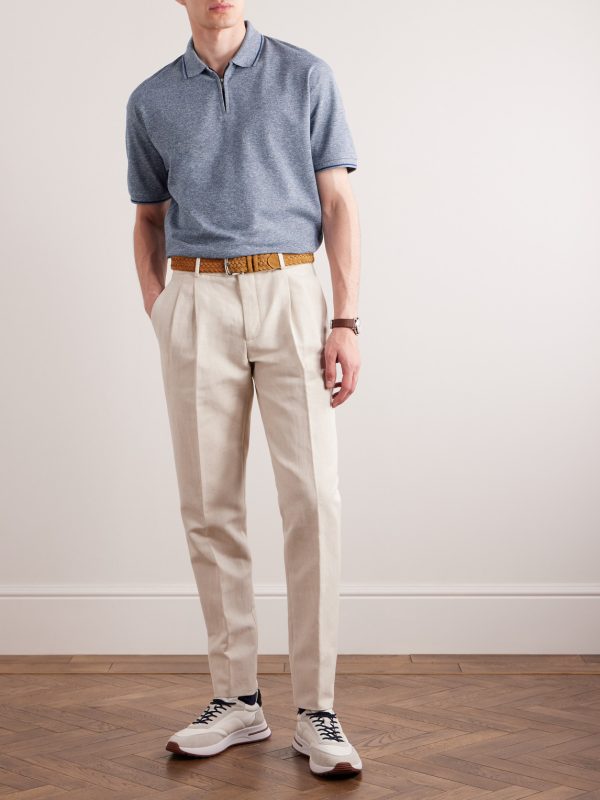 Cotton and Linen-Blend Polo Shirt - OU Cotton and Linen-Blend Polo Shirt - OU