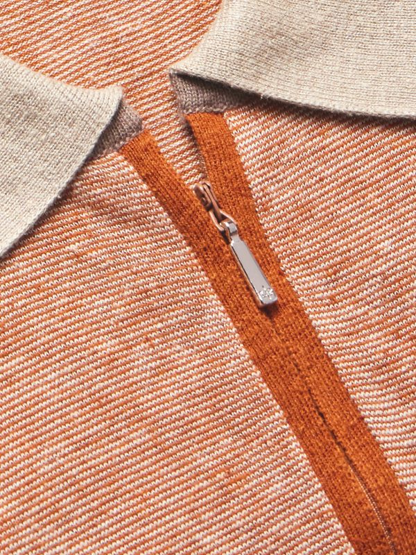 Slim-Fit Striped Silk and Linen-Blend Polo Shirt - CU Slim-Fit Striped Silk and Linen-Blend Polo Shirt - CU