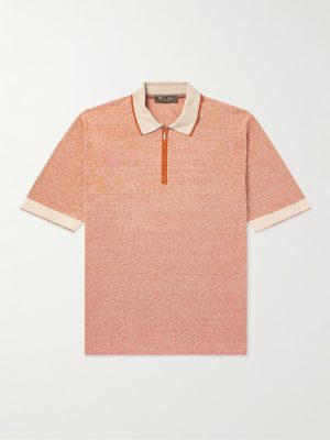 Slim-Fit Striped Silk and Linen-Blend Polo Shirt Slim-Fit Striped Silk and Linen-Blend Polo Shirt