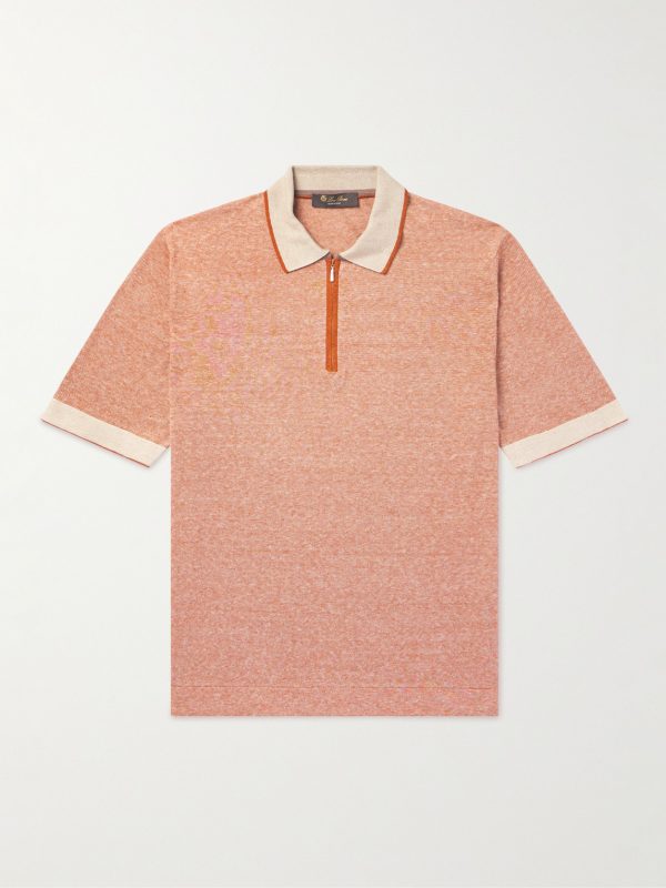 Slim-Fit Striped Silk and Linen-Blend Polo Shirt Slim-Fit Striped Silk and Linen-Blend Polo Shirt