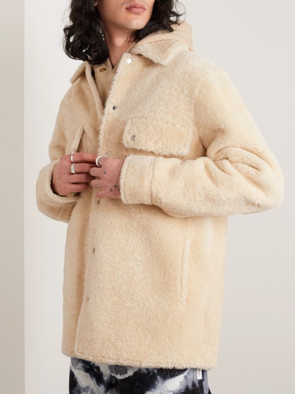 Logo-Print Shearling Shirt Jacket - FR