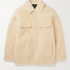 Logo-Print Shearling Shirt Jacket