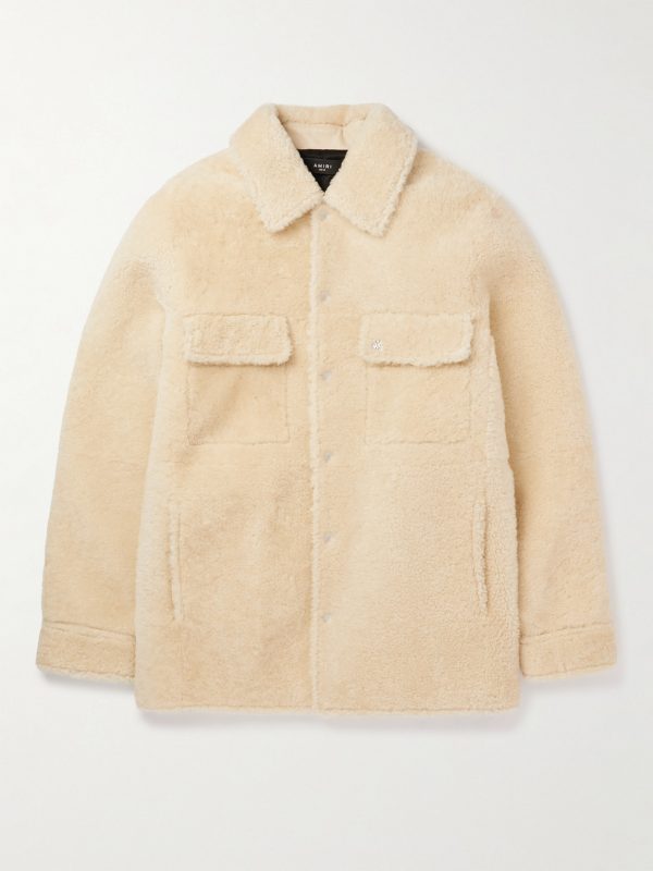Logo-Print Shearling Shirt Jacket