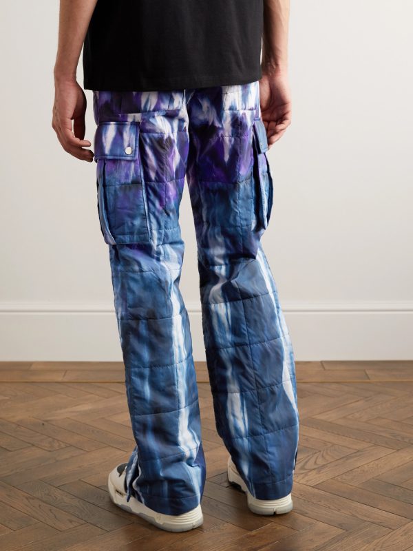 Flared Tie-Dyed Quilted Shell Cargo Trousers - BK