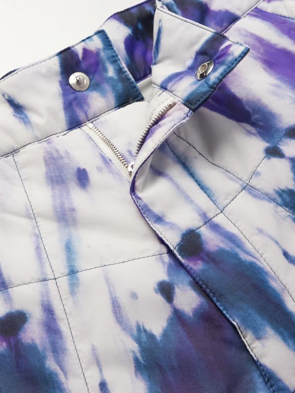 Flared Tie-Dyed Quilted Shell Cargo Trousers - E1
