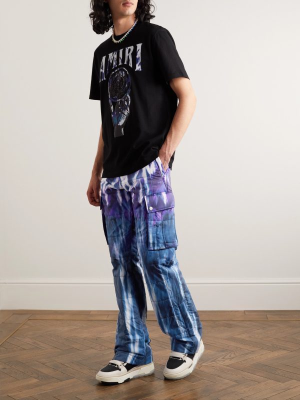 Flared Tie-Dyed Quilted Shell Cargo Trousers - OU