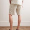 Straight-Leg Linen Drawstring Bermuda Shorts - BK Straight-Leg Linen Drawstring Bermuda Shorts - BK