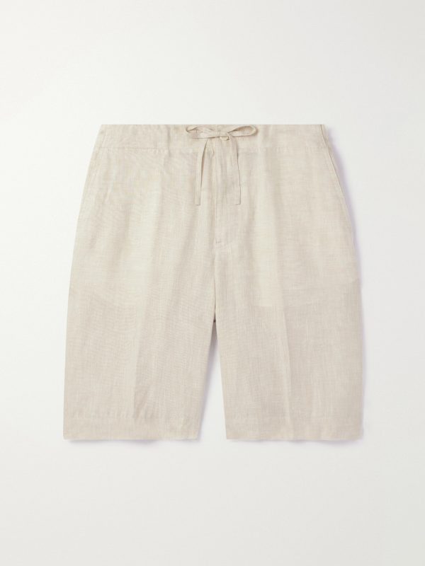 Straight-Leg Linen Drawstring Bermuda Shorts Straight-Leg Linen Drawstring Bermuda Shorts
