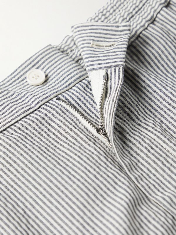 Slim-Fit Straight-Leg Striped Wool-Blend Seersucker Trousers - E1