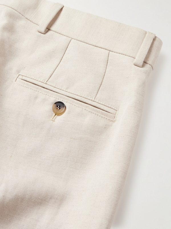 Straight-Leg Pleated Cotton and Linen-Blend Trousers - CU Straight-Leg Pleated Cotton and Linen-Blend Trousers - CU
