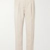 Straight-Leg Pleated Cotton and Linen-Blend Trousers Straight-Leg Pleated Cotton and Linen-Blend Trousers