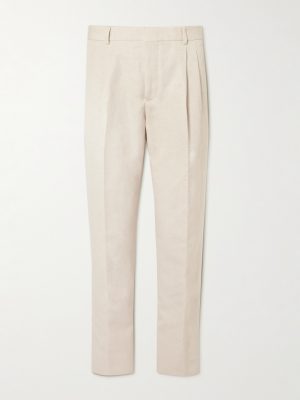Straight-Leg Pleated Cotton and Linen-Blend Trousers Straight-Leg Pleated Cotton and Linen-Blend Trousers