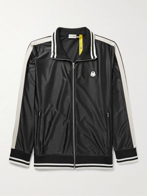 + 8 Palm Angels Logo-Appliquéd Striped Satin-Jersey Track Jacket + 8 Palm Angels Logo-Appliquéd Striped Satin-Jersey Track Jacket