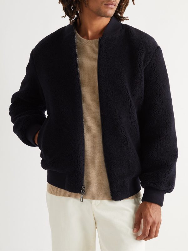 Ivy Reversible Fleece-Lined Cashmere Bomber Jacket - FR Ivy Reversible Fleece-Lined Cashmere Bomber Jacket - FR