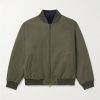Ivy Reversible Fleece-Lined Cashmere Bomber Jacket Ivy Reversible Fleece-Lined Cashmere Bomber Jacket