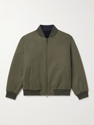 Ivy Reversible Fleece-Lined Cashmere Bomber Jacket Ivy Reversible Fleece-Lined Cashmere Bomber Jacket