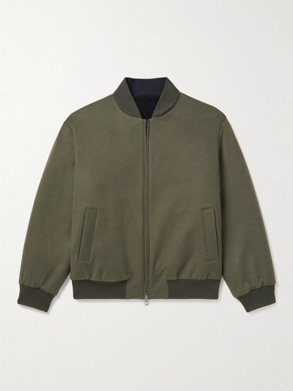Ivy Reversible Fleece-Lined Cashmere Bomber Jacket Ivy Reversible Fleece-Lined Cashmere Bomber Jacket