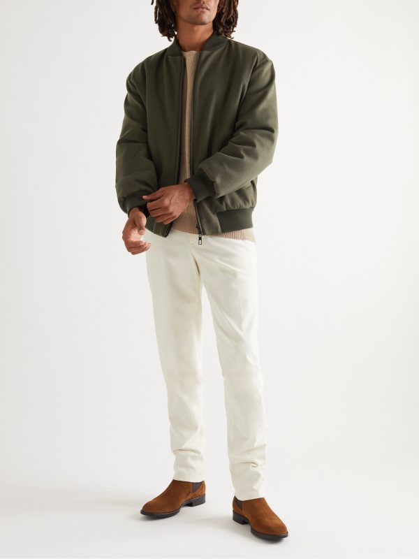 Ivy Reversible Fleece-Lined Cashmere Bomber Jacket - OU Ivy Reversible Fleece-Lined Cashmere Bomber Jacket - OU