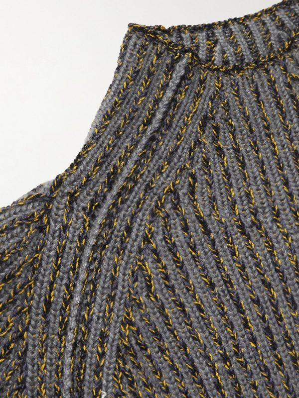 Snow Wander Ribbed Cashmere and Silk-Blend Mock-Neck Sweater - CU Snow Wander Ribbed Cashmere and Silk-Blend Mock-Neck Sweater - CU