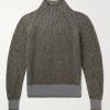 Snow Wander Ribbed Cashmere and Silk-Blend Mock-Neck Sweater Snow Wander Ribbed Cashmere and Silk-Blend Mock-Neck Sweater