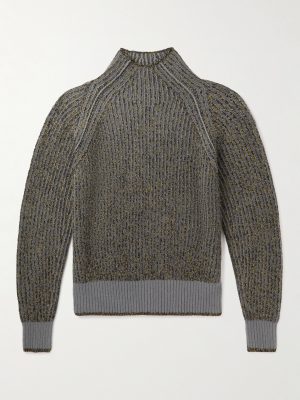 Snow Wander Ribbed Cashmere and Silk-Blend Mock-Neck Sweater Snow Wander Ribbed Cashmere and Silk-Blend Mock-Neck Sweater