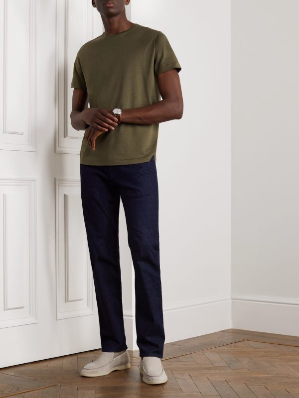 Slim-Fit Silk and Cotton-Blend Jersey T-Shirt - OU Slim-Fit Silk and Cotton-Blend Jersey T-Shirt - OU