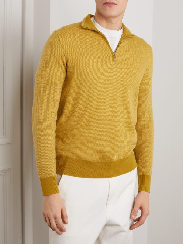 Roadster Striped Cashmere Half-Zip Sweater - FR Roadster Striped Cashmere Half-Zip Sweater - FR