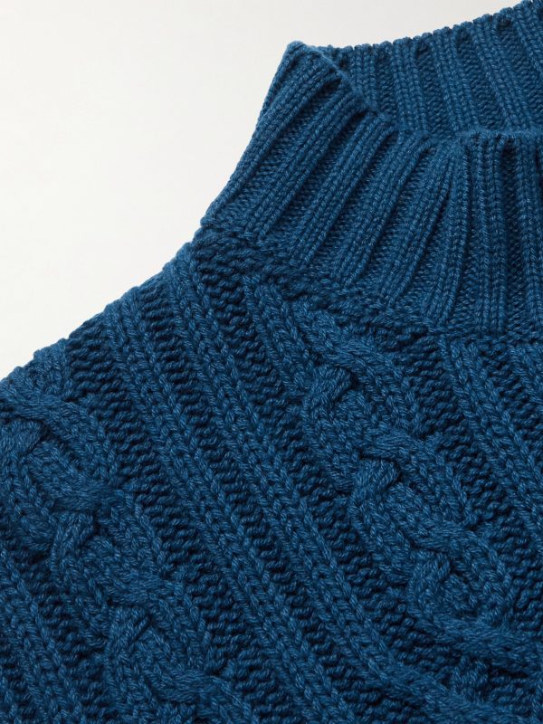 Ribbed Cable-Knit Cashmere Rollneck Sweater - CU