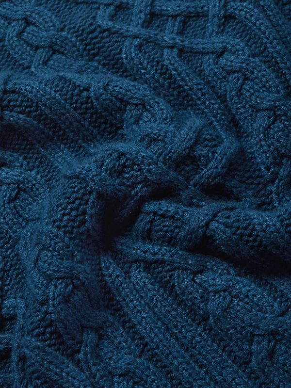 Ribbed Cable-Knit Cashmere Rollneck Sweater - E1