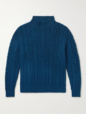 Ribbed Cable-Knit Cashmere Rollneck Sweater Ribbed Cable-Knit Cashmere Rollneck Sweater