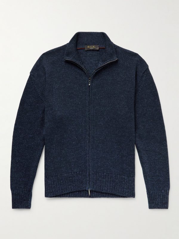 Silk and Linen-Blend Zip-Up Cardigan