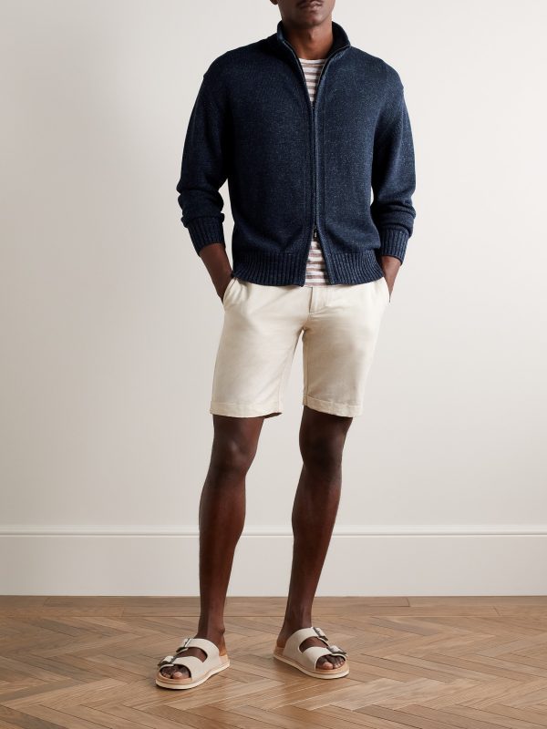 Silk and Linen-Blend Zip-Up Cardigan - OU
