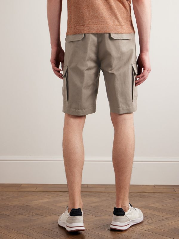 Straight-Leg Cotton and Linen-Blend Cargo Shorts - BK