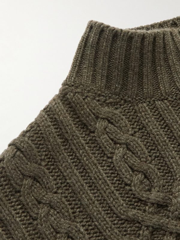 Ribbed Cable-Knit Cashmere Rollneck Sweater - CU Ribbed Cable-Knit Cashmere Rollneck Sweater - CU
