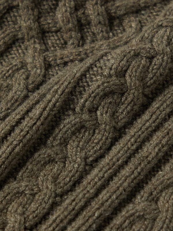Ribbed Cable-Knit Cashmere Rollneck Sweater - E1 Ribbed Cable-Knit Cashmere Rollneck Sweater - E1