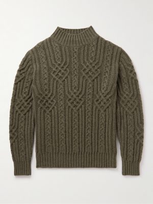 Ribbed Cable-Knit Cashmere Rollneck Sweater Ribbed Cable-Knit Cashmere Rollneck Sweater