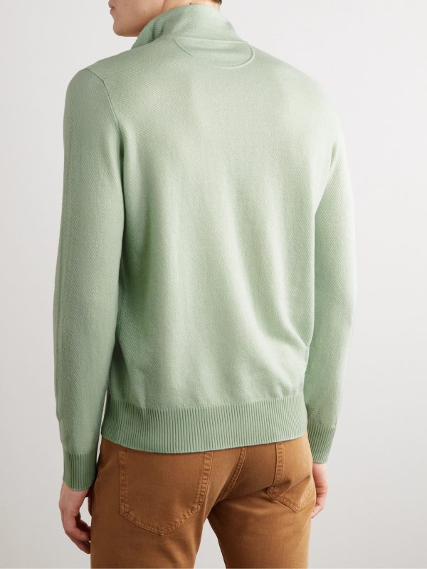 Roadster Striped Cashmere Half-Zip Sweater - BK Roadster Striped Cashmere Half-Zip Sweater - BK