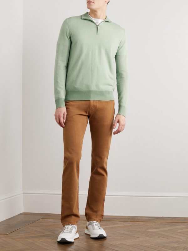 Roadster Striped Cashmere Half-Zip Sweater - OU Roadster Striped Cashmere Half-Zip Sweater - OU