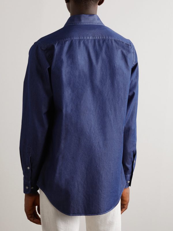 Washed Cotton-Chambray Shirt - BK Washed Cotton-Chambray Shirt - BK