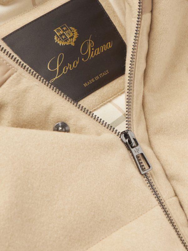 Padded Shell-Trimmed Cashmere Hooded Down Jacket - CU Padded Shell-Trimmed Cashmere Hooded Down Jacket - CU