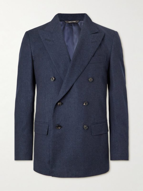 Double-Breasted Wool, Cotton and Cashmere-Blend Twill Suit Jacket