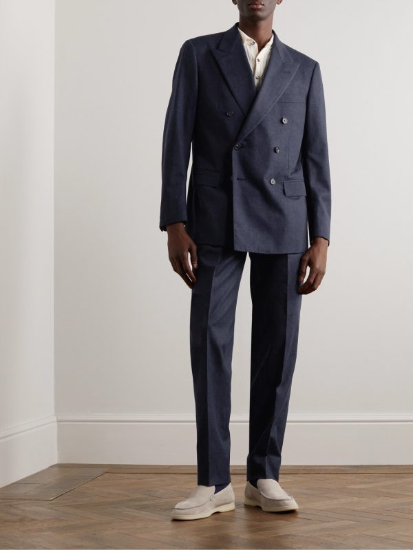 Double-Breasted Wool, Cotton and Cashmere-Blend Twill Suit Jacket - OU
